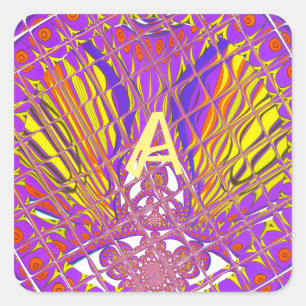 Adesivo Quadrado Design de texto de logotipo colorido letra A