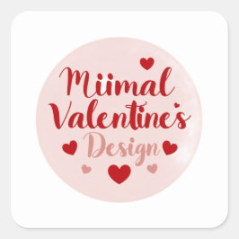 Adesivo Quadrado Design de Tipografia de Amor Mínimo para o Dia dos