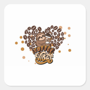 Adesivo Quadrado design de vibrações de café