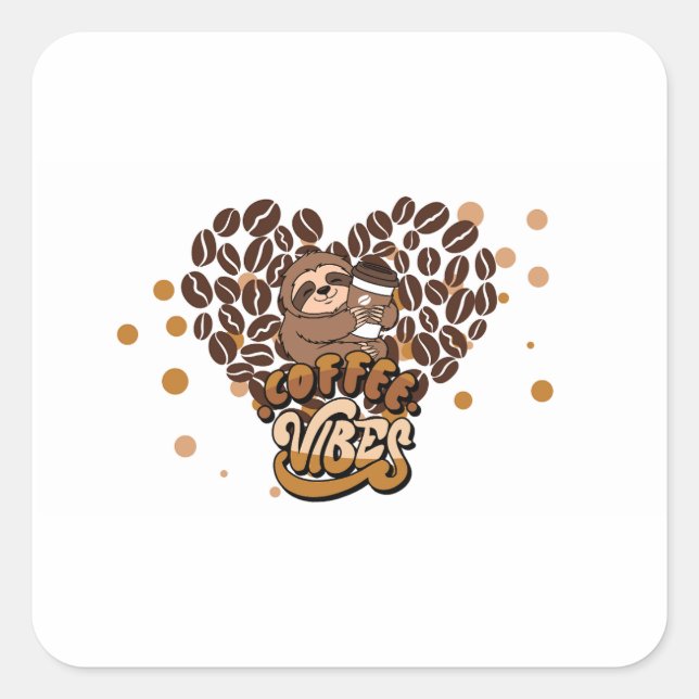 Adesivo Quadrado design de vibrações de café (Frente)