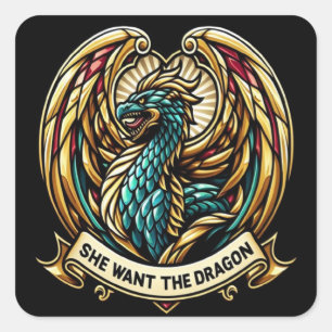 Adesivo Quadrado Design de Vidro da Mancha do Dragão Encantado