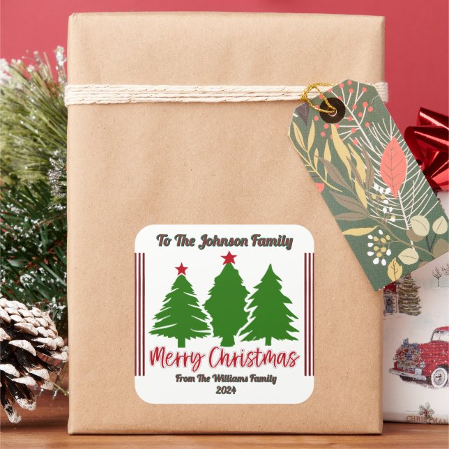 Adesivo Quadrado Design de Vinheta de Natal animada e festiva (Feriado)