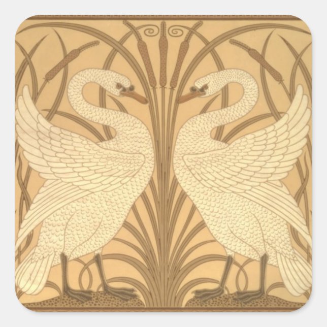 Adesivo Quadrado Design de wallpaper Swan (Frente)