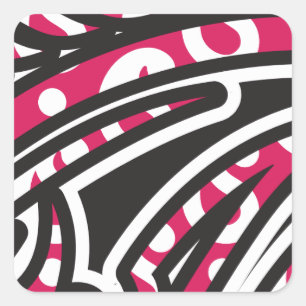 Adesivo Quadrado Design decorativa com vermelho vívido e alfinete