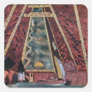 Adesivo Quadrado Design do cenário para Thamar, 1912 (litho da cor