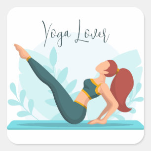 Adesivo Quadrado Design do Lover Yoga personalizável com o Navasana