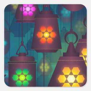 Adesivo Quadrado Design do Oriente Médio das lanternas árabes