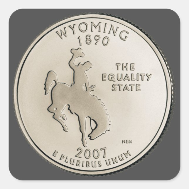 Adesivo Quadrado Design do Quarto Estado do Wyoming (Frente)