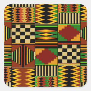 Adesivo Quadrado Design do Royal Kente Cloth Africano
