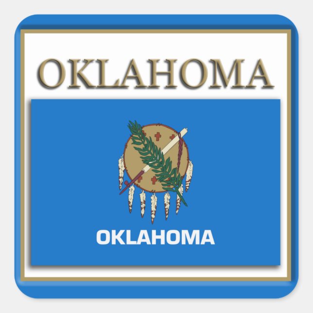 Adesivo Quadrado Design do Sinalizador do Estado de Oklahoma (Frente)