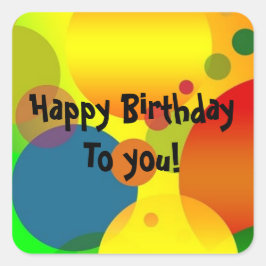 Adesivo Quadrado Design do Vinheta de Aniversário Festivo