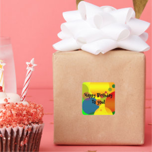 Adesivo Quadrado Design do Vinheta de Aniversário Festivo