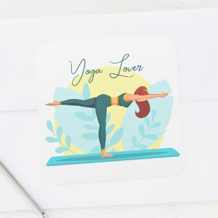 Adesivo Quadrado Design do Yoga Lover personalizável com a dose do 