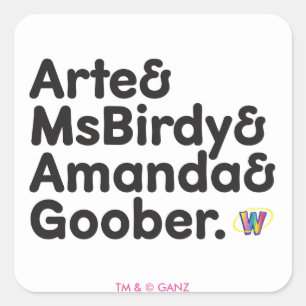 Adesivo Quadrado Design dos nomes de Webkinz