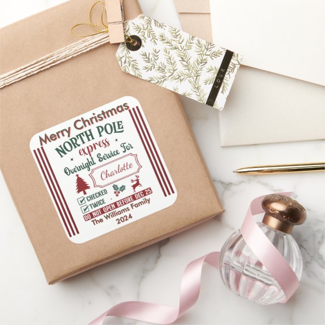 Adesivo Quadrado Design Expresso do Polo Norte charmoso (Presentear)