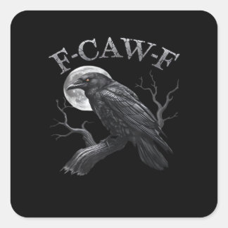 Adesivo Quadrado Design F-Caw-F Clássico Gótico da Lua Pássaro Resf