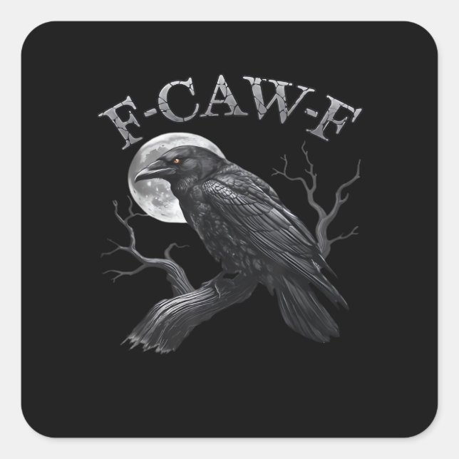 Adesivo Quadrado Design F-Caw-F Clássico Gótico da Lua Pássaro Resf (Frente)