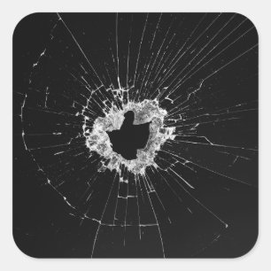 Adesivo Quadrado Design falso rachado quebrado - Dissuasão de roubo