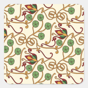 Adesivo Quadrado design floral inspirado no Art Nouveau