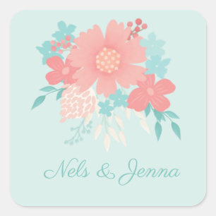 Adesivo Quadrado Design floral moderno e bonito