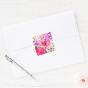 Adesivo Quadrado Design Floral Personalizado