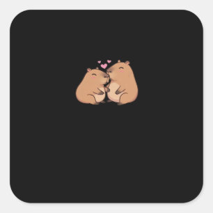 Adesivo Quadrado Design Fofo de Animal Capy Melhor Juntos