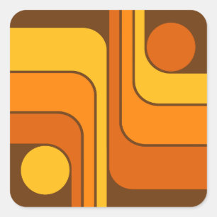Adesivo Quadrado Design Geométrico Retro MCM dos Anos 70