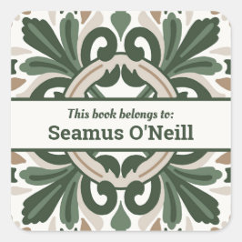 Adesivo Quadrado Design Influenciado Verde Irlandês para Personaliz