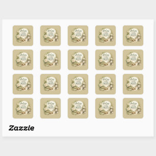 Adesivo Quadrado Design Inspirador Cottagecore Floral Botânico