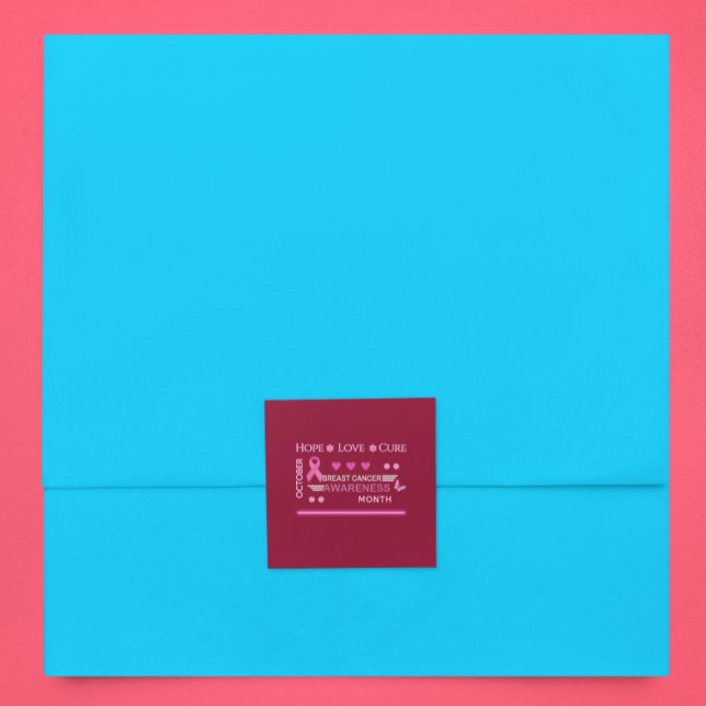 Adesivo Quadrado Design mês de consciência do câncer de mama (Criador carregado)
