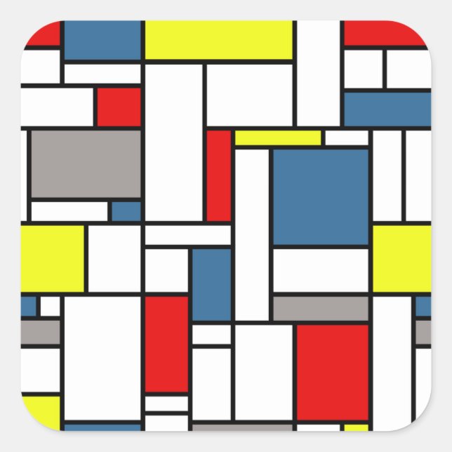 Adesivo Quadrado Design mondrian (Frente)