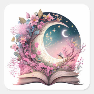 Adesivo Quadrado Design para Amantes de Livros de Fantasia