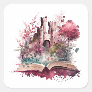 Adesivo Quadrado Design para Amantes de Livros de Fantasia