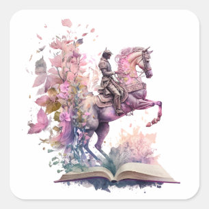 Adesivo Quadrado Design para Amantes de Livros de Fantasia