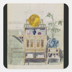 Adesivo Quadrado Design para uma placa lateral, c.1860s-70s (c/c e 