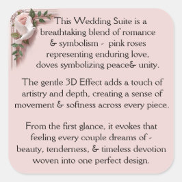 Adesivo Quadrado Design Pink Roses & Doves