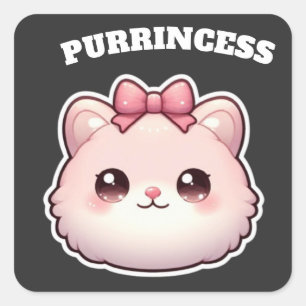 Adesivo Quadrado Design Princesa Fofa Arco de Gatinho Rosa