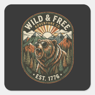 Adesivo Quadrado Design Retro Camping Hiking Amante da Natureza ao 