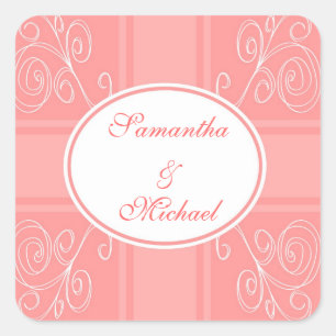 Adesivo Quadrado Design rosa e branco