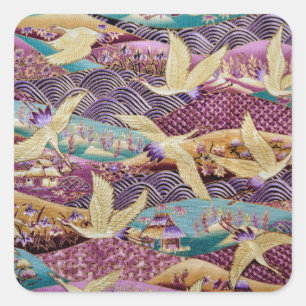 Adesivo Quadrado Design Roxo tradicional de gruas japonesas