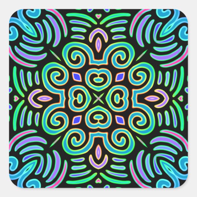 Adesivo Quadrado design simétrico em cores legal (Frente)