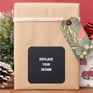 Adesivo Quadrado Design simples preto personalizado Adicionar foto