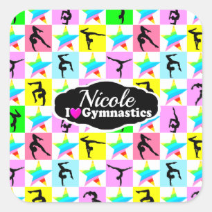 ADESIVO QUADRADO DESIGN SUPER STAR GYMNAST GIRL