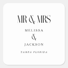 Adesivo Quadrado Design White, Sr. e Sra.