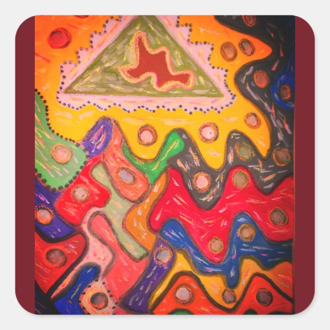 ADESIVO QUADRADO DESIGNER IMPRESSIONISTA DE ARTE AFRICANA ABINAL (Frente)