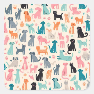 Adesivo Quadrado Designs De Animais Cachorros Sem Costura Cachorro