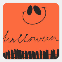 Adesivo Quadrado Designs de Halloween em laranja