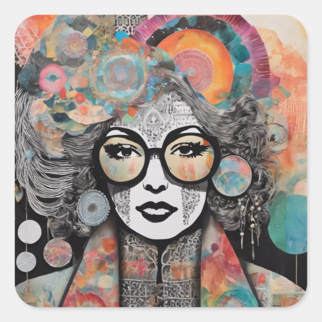 Adesivo Quadrado Designs de um sonhador de dia (Frente)