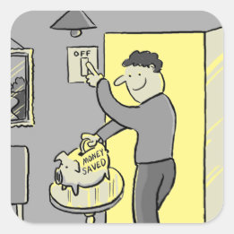 Adesivo Quadrado Desligar Luzes Salvar Vinheta Quadrada de Energia