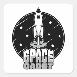 Adesivo Quadrado Desliguem-se em estilo com o nosso foguete retrorr